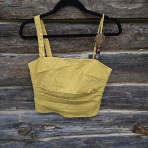 PrettyLittleThing Yellow Women’s Top Size 8 With Beaded Strap, NWT